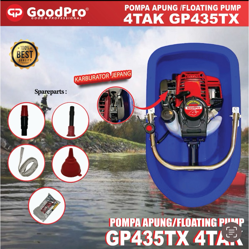 Pompa Air Apung 4Tak GoodPro GP435TX Floating Pump 4 Tak 2Tak Pompa 2 Tak Siram Bawang Karburator Me
