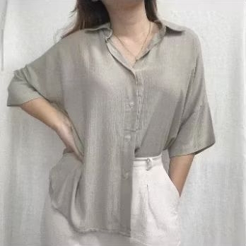 kemeja blouse oversize crinkle airflow preloved
