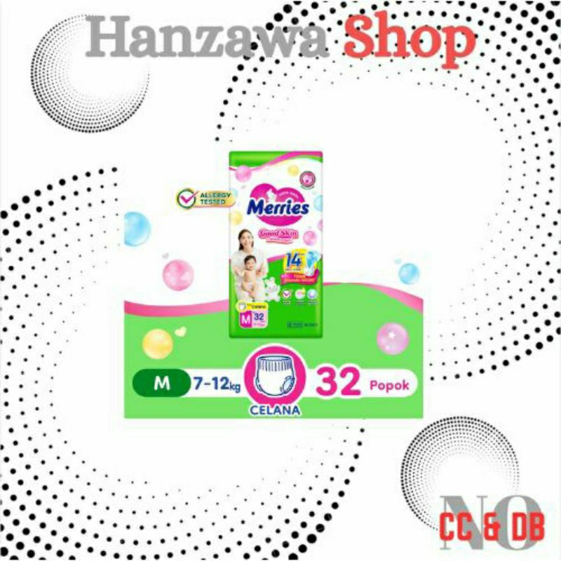 Pampers Merries || Popok Celana || ukuran M isi 32