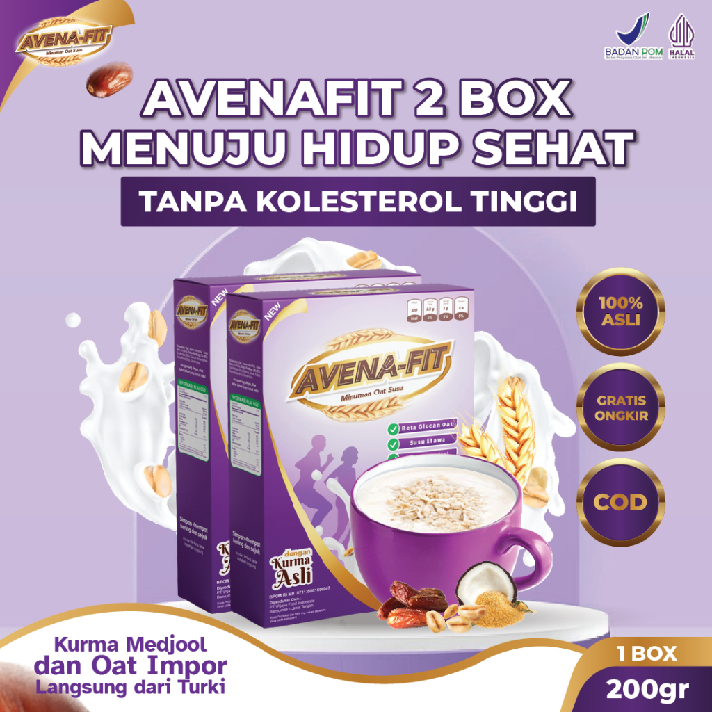 

Paket 2 Box Avena fit - Susu Avena Fit Sereal Sehat Penurun Kolesterol Jahat Tinggi Serat dan Nutrisi untuk Menjaga Kesehatan Jantung Secara Alami