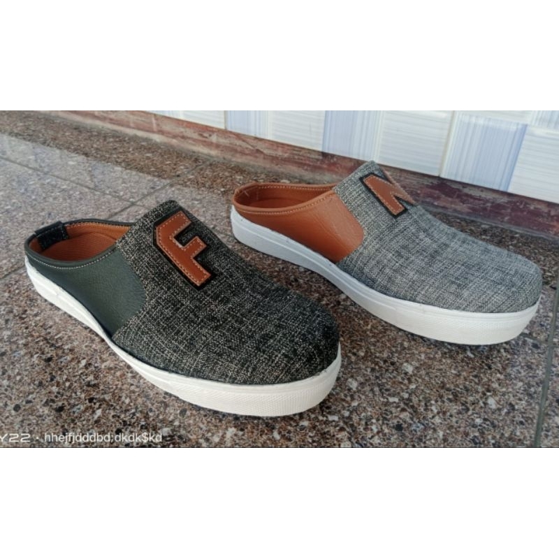 sandal slop kain pria model terbaru slip on mules