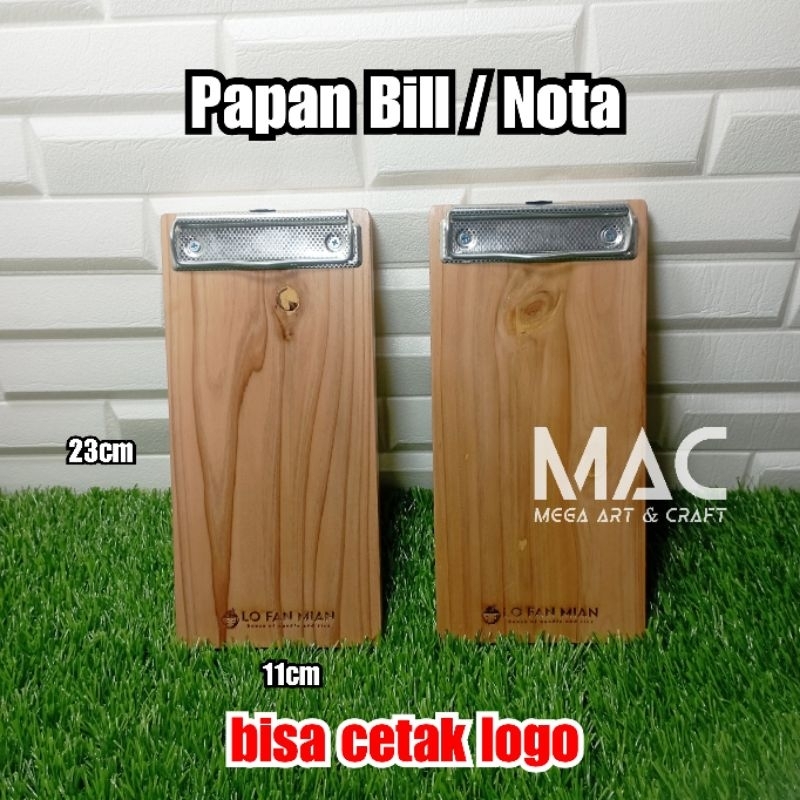 

[ MACJleb ] Papan Nota Bill Kayu / Wooden Bill Tagihan Nota Model Penjepit Fix Bisa Cetak Logo