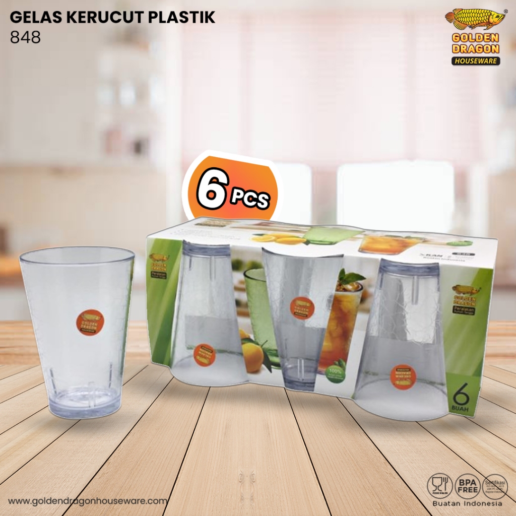 Arwana Houseware Gelas Kerucut Plastik 848 ( 325 ml ) - Golden Dragon