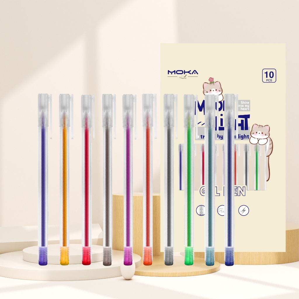 

MOKA 1 SET 10PCS COLOR GEL PEN 10 WARNA 0.50MM / PULPEN GEL WARNA WARNI 0.50MM MKP82