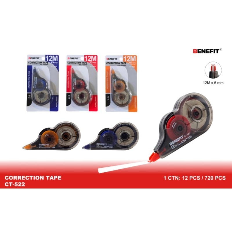 

CORRECTION TAPE / TIPEX KERTAS 12M BENEFIT CT-522