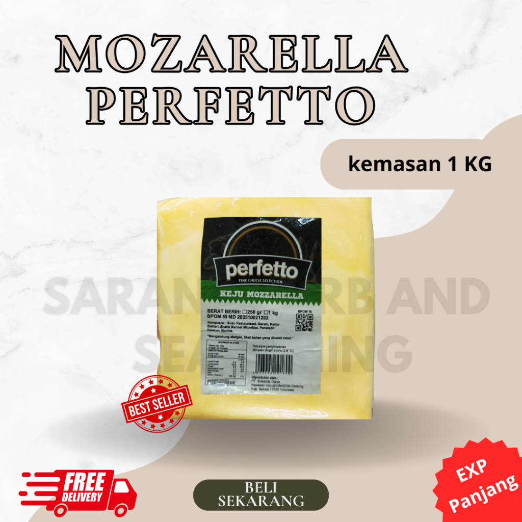 

Keju Mozarella Perfetto 1 Kg / Mozzarella Cheese 1 Kg