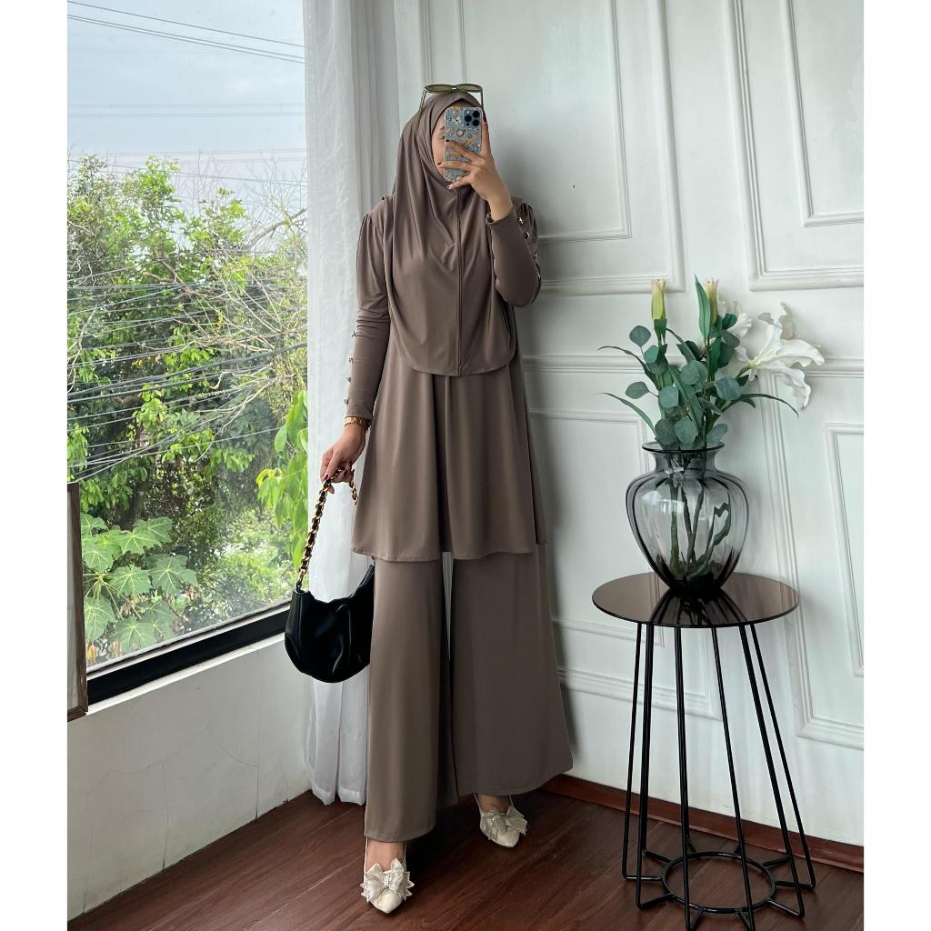 setelan kulot hijab , inarra set kuot hijab, setelan 3in1 , setelan model kekinian , ootd wanita ter