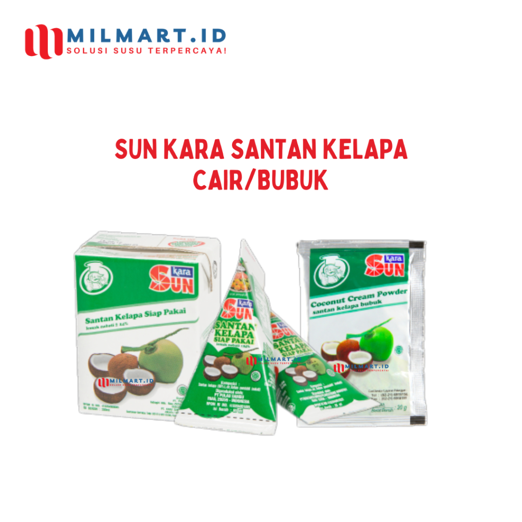 

SUN KARA SANTAN KELAPA CAIR/BUBUK KOTAK 20G/65ML/200ML SIAP PAKAI