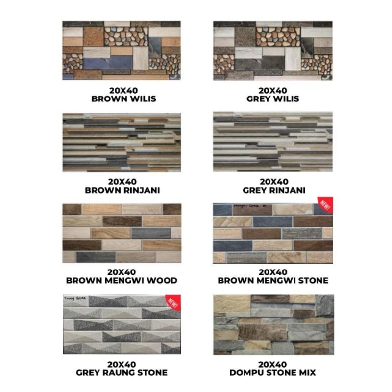 keramik 20x40 motif batu alam per dus Banyumas