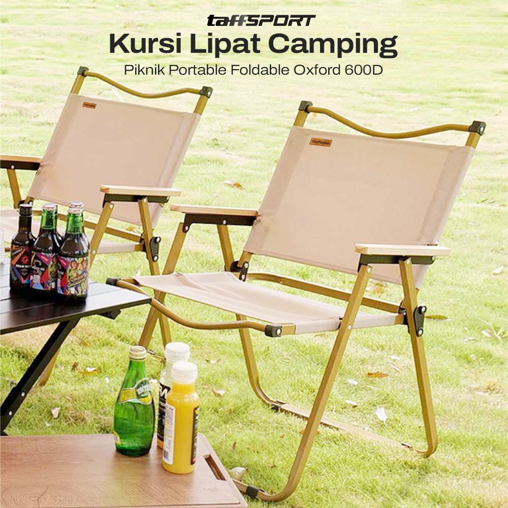 KURSI LIPAT ESTETIK TAFFSPORT KURSI PANTAI PORTABLE KURSI LIPAT CAMPING SANTAI OUTDOOR KUAT 150KG DE