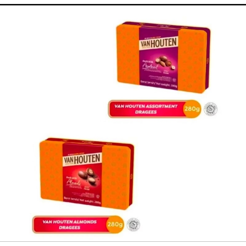 

COKLAT VANHOUTEN DARK CHOCOLATE DAN ASORTMEN(KALENG 280g)j.