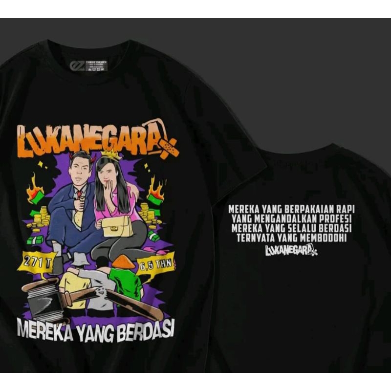 KAOS  HITAM PREMIUM LUKANEGARA DESAIN GRAFIS KEREN & KRITIK SOSIAL