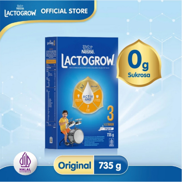 

Nestle LACTOGROW 3 (1-3 Tahun) Plain 750gram Exp Agustus25