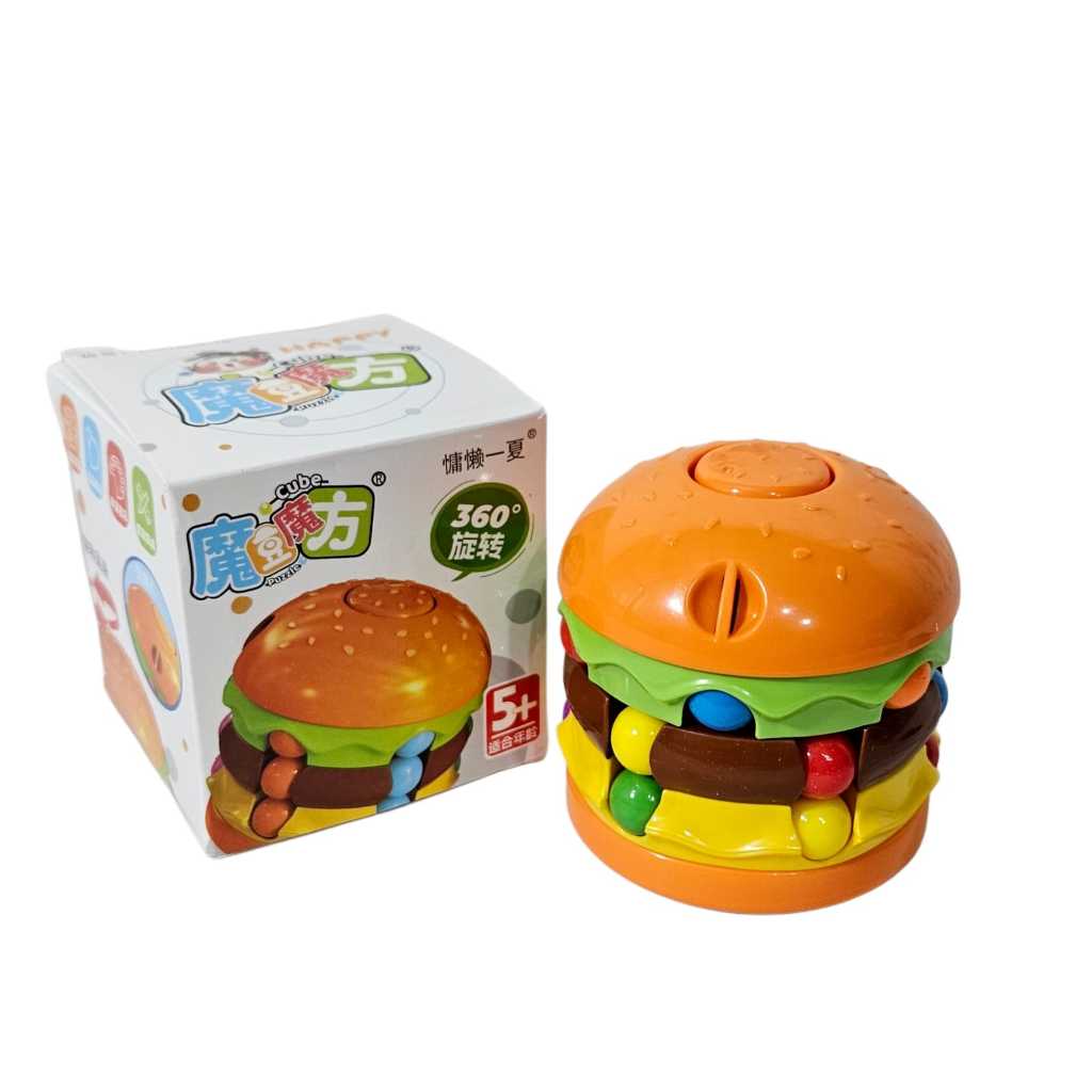 Mainan Kubus Puzzle Kubus Teka Teki Seri Makanan Burger dan Kentang Goreng