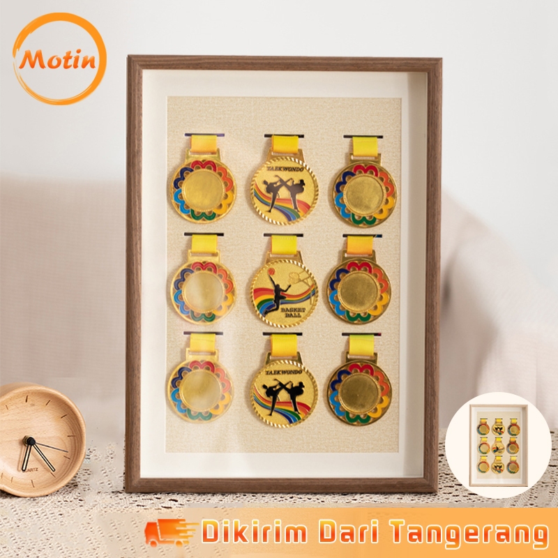 9 Slot Pigura Medali Dinding Bingkai Medali Dinding Display Medali Frame
