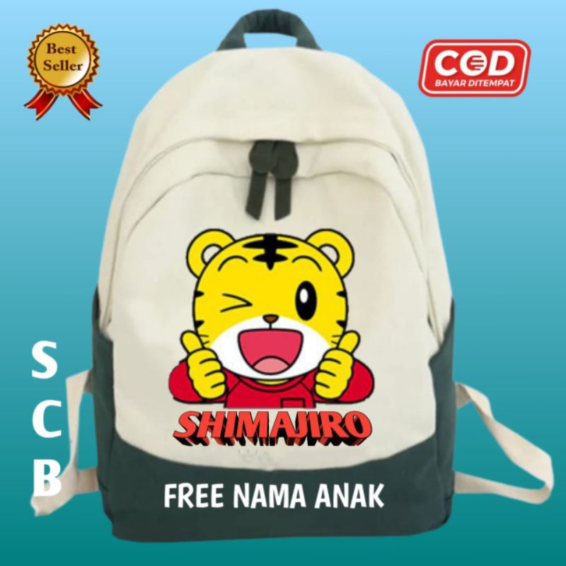 Shimajiro Tas Ransel Anak Sekolah Shimajiro Free cetak Nama