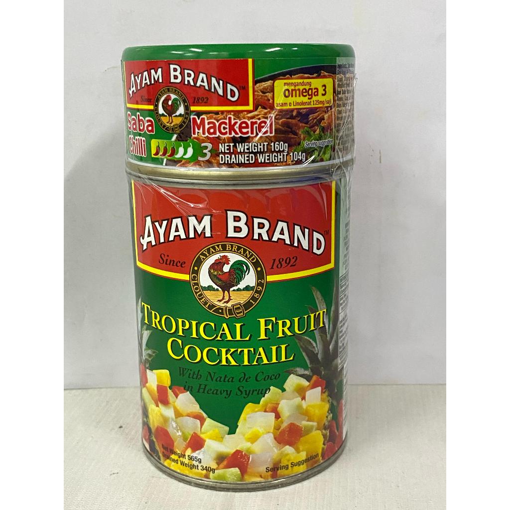 

AYAM BRAND TROPICAL FRUIT COCKTAIL 565G free AYAM BRAND SABA MACKEREL CHILLI 160GR
