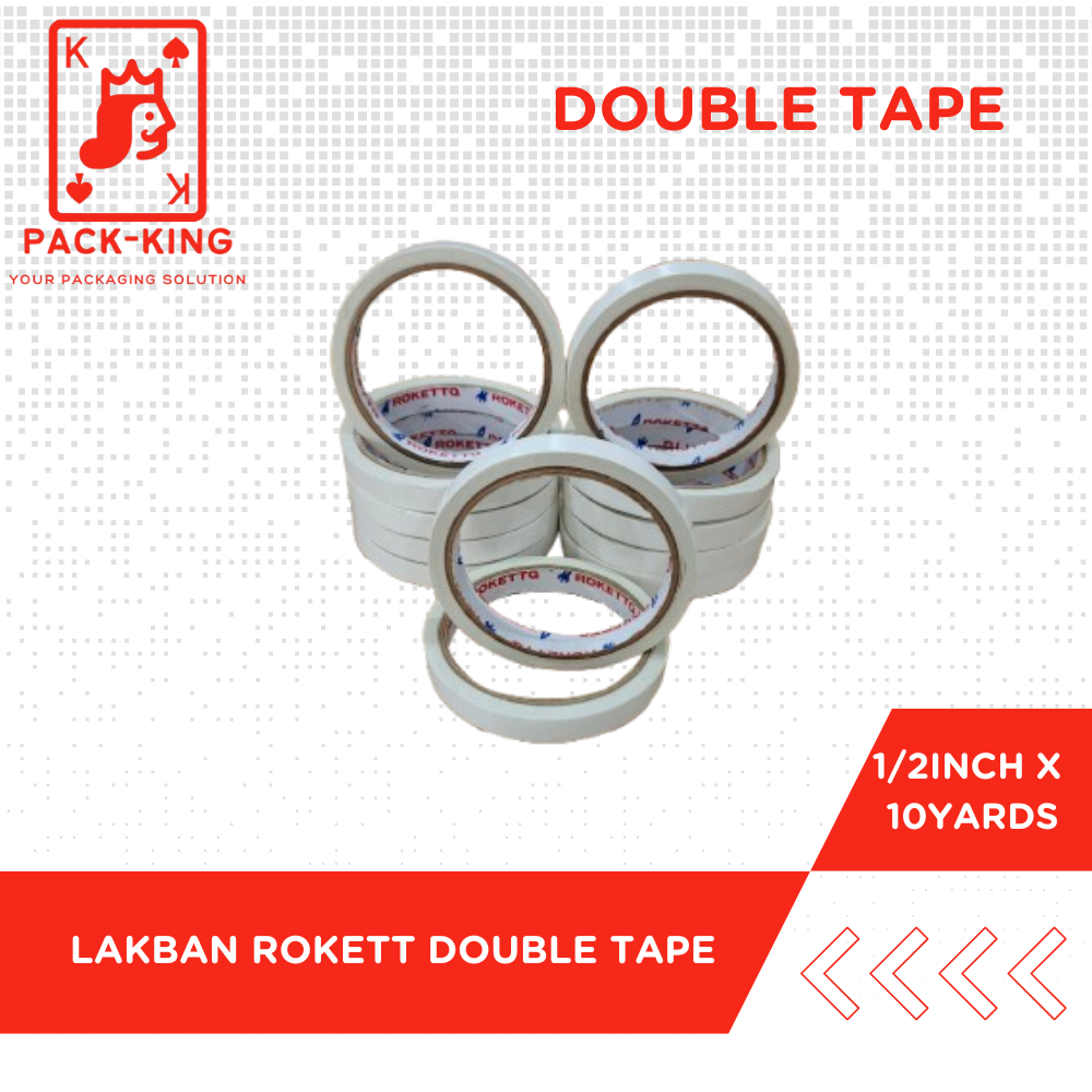 

DOUBLE TAPE ROKETT 1/2INCH(12mm)X10YARDS / LAKBAN DOUBLE TAPE ROKETT TOP MURAH PUAS TERJAMIN