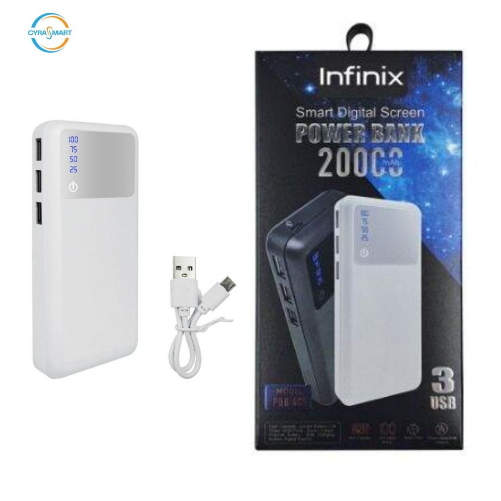Powerbank Infinix 20000mah 3USB Smart Digital Senter