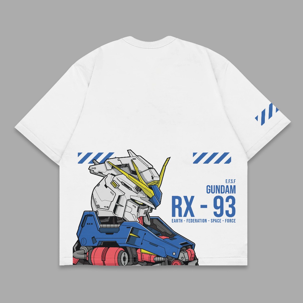 Poepoe.mue - GundamRx-93 | Cotton Combed 24s | T-shirt | Anime | Fullprint | Kaos | Band | Bootleg |