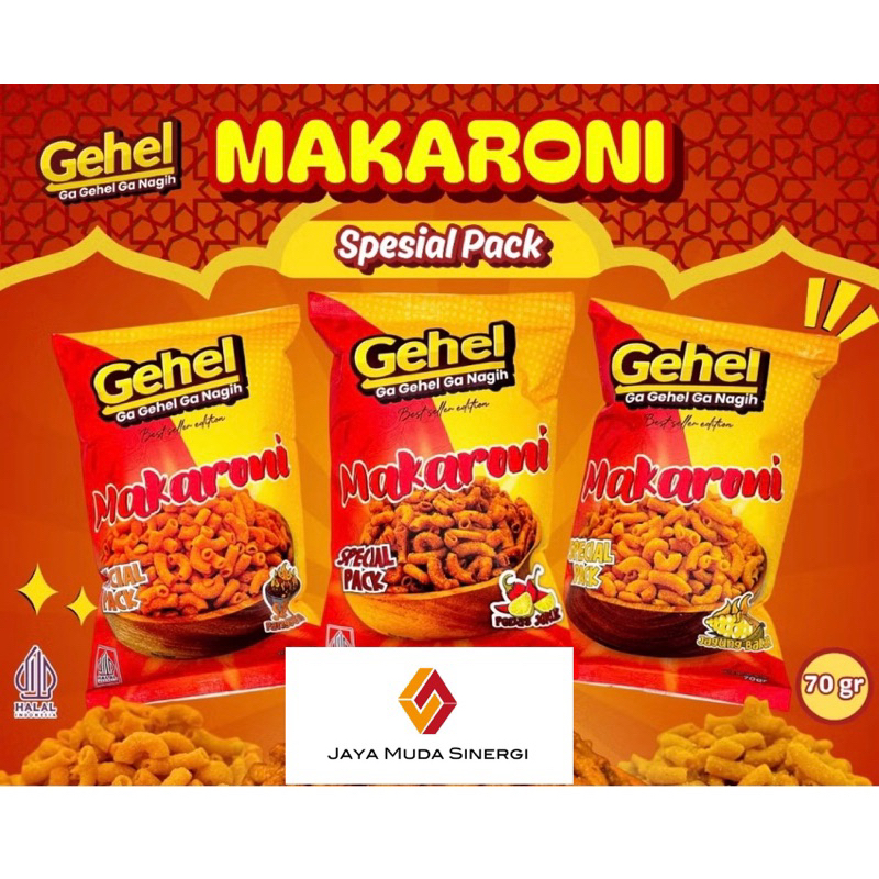 

Gehel Spesial Pack MAKARONI - Cemilan Makaroni varian rasa Pedas Jeruk, Sapi Panggang, Jagung Bakar - Makanan Ringan
