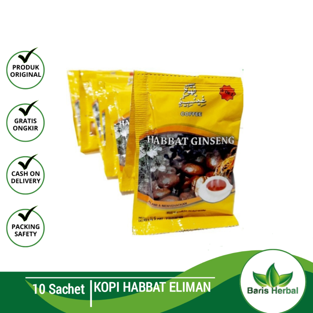 

Kopi Habbat Gingseng Eliman 5in1 Per Renceng isi 10 Sashet Original