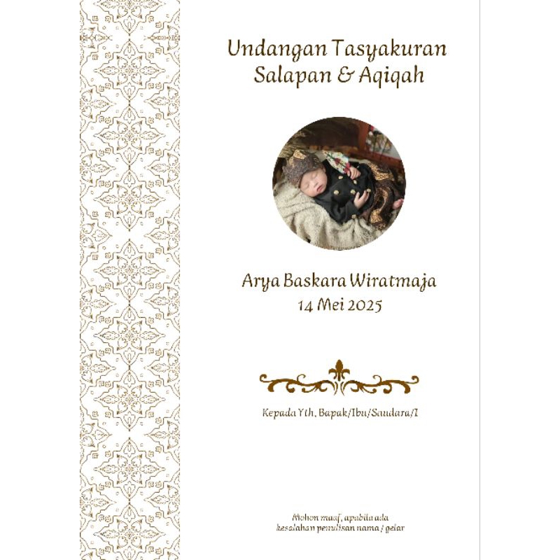 UNDANGAN TASYAKURAN AQIQAH BB (Bulak Balik) | TASYAKURAN BAYI