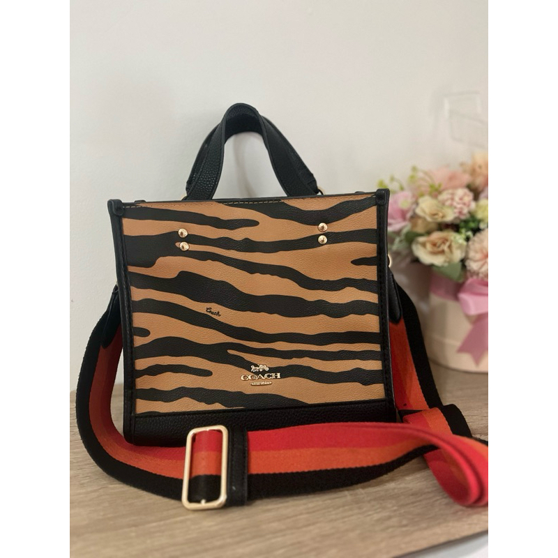Preloved Coach Dempsey Tote 22 with Tiger Print