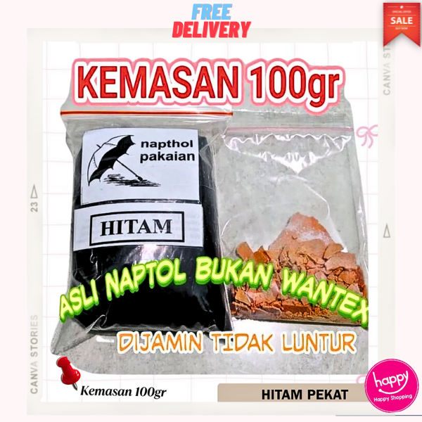 NAPTOL HITAM WANTEX PEWARNA PAKAIAN JEANS DAN KATUN KEMASAN 100gr ANTI LUNTUR
