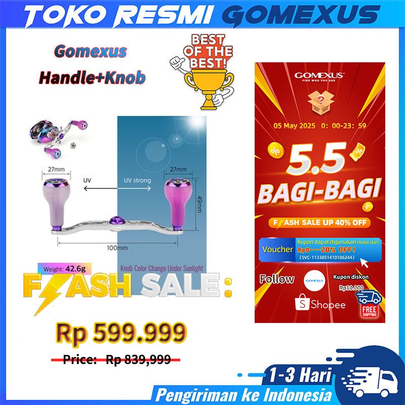 【In Stock】Gomexus BDH-A27 Twin Handle Reel BC heavy duty dan big game serat aluminium 100mm Tahan ko
