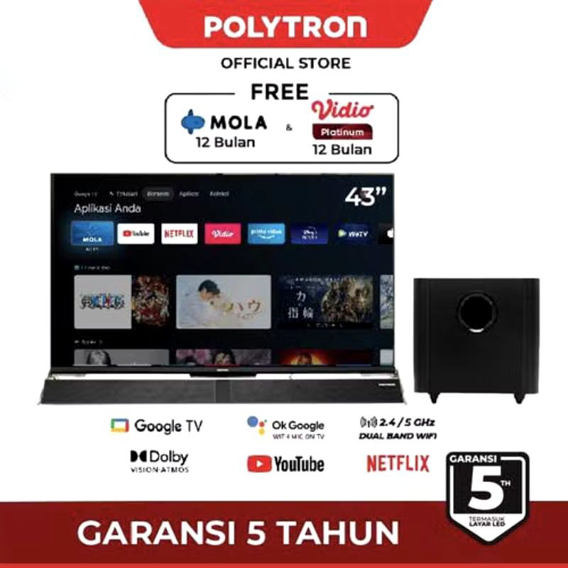 Google Smat TV 43 Inch POLYTRON PLD-43BUG5959