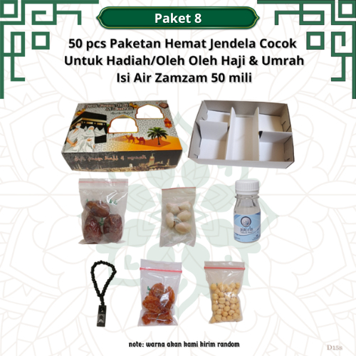 

paketan hemat tasbih+pistasio jendela 50 pcs untuk oleh oleh haji dan umroh (isi air zamzam 50 ml)