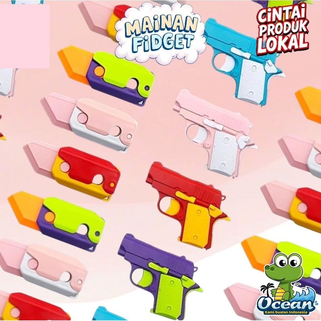 MAINAN ANAK FIDGET TOYS DEKOMPRESI PISTOL MAINAN PISAU GRAVITASI / DOMPIS MAINAN ANAK / Kado Anak Pe
