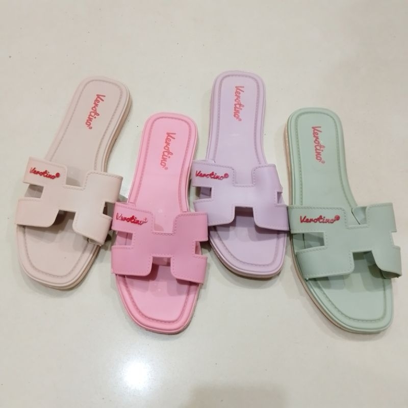 Sandal Slop Wanita Karet Sendal Selop Verotino Cewek Sandal Teplek Karet