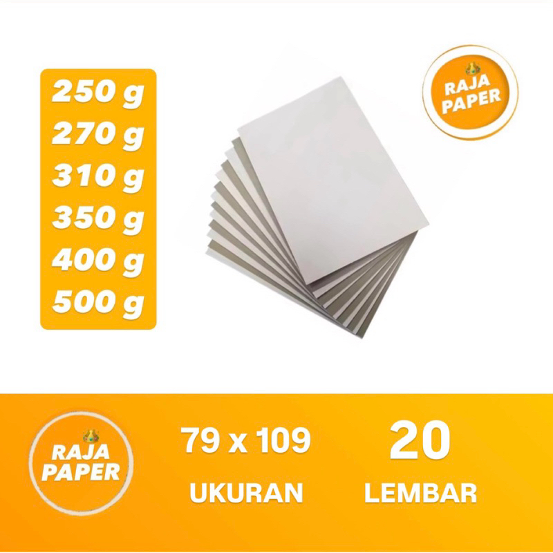 

Kertas Duplex Ukuran PLANO 79 Cm x 109 Cm 20 Lembar 250 270 310 350 400 500 Gsm Gr Gram ( 790 Mm x 1090 Mm ) 20 Lbr 20 Pcs Karton Carton Duplex Duplek Coated