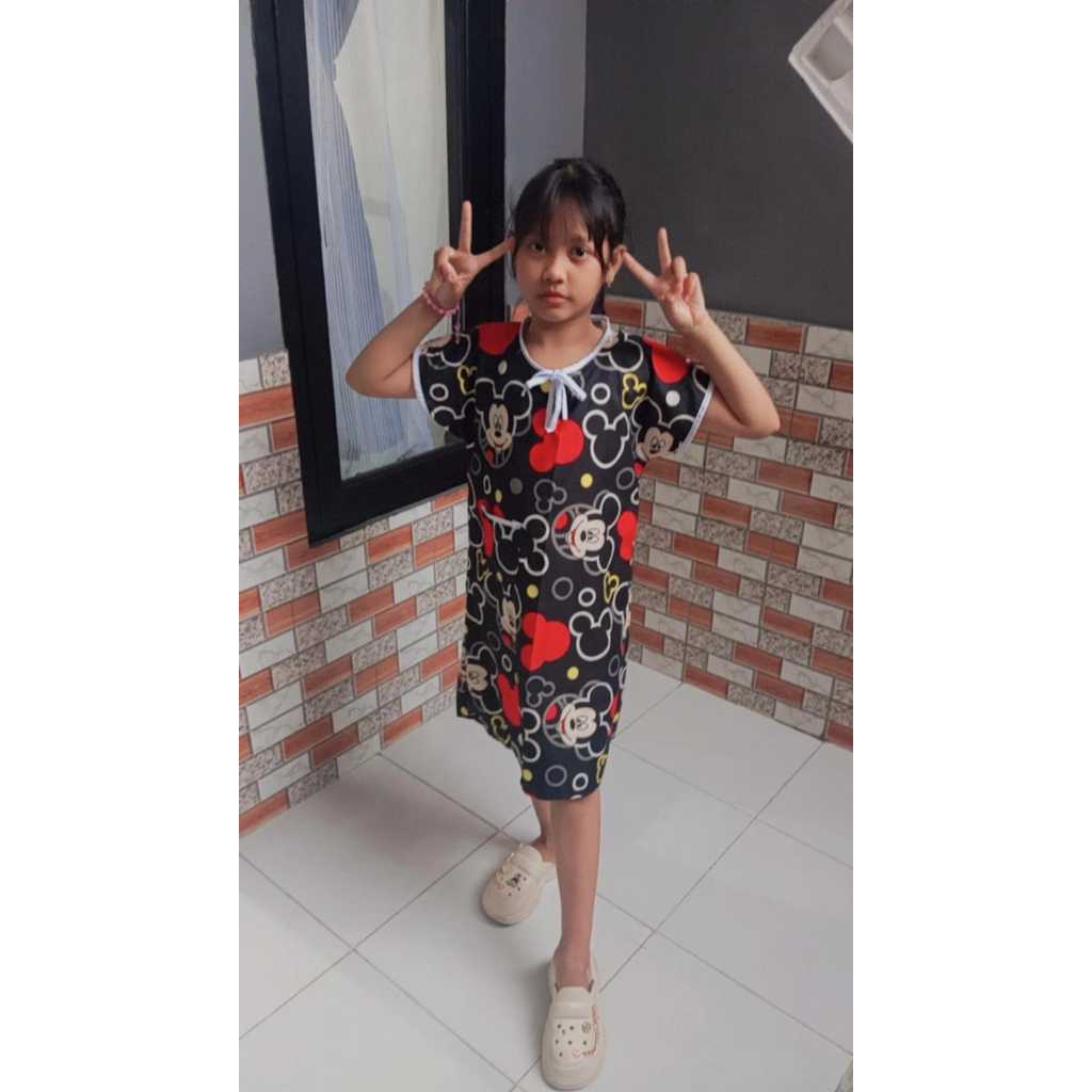 Daster Anak Bermotif Karakter Lucu | Motif mickey mouse |  usia 3,5,7,9