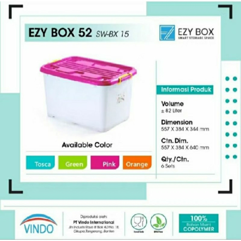 container box plastik 52liter ezy/box ezy52lt/box penyimpanan multifungsi