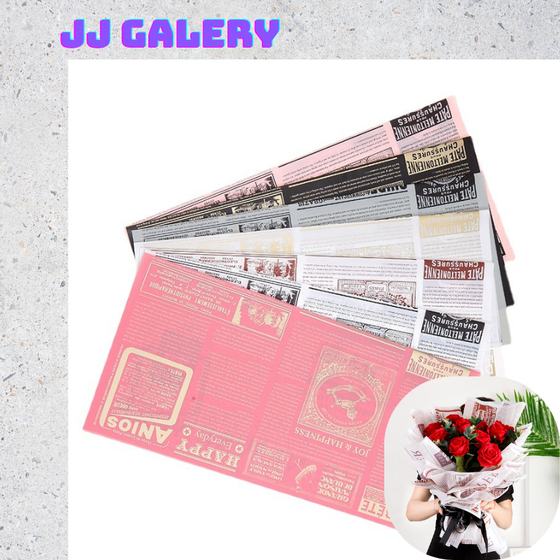 

Kertas Bunga Buket Motif Koran Flower Wrapping News Paper Cellophane KB109