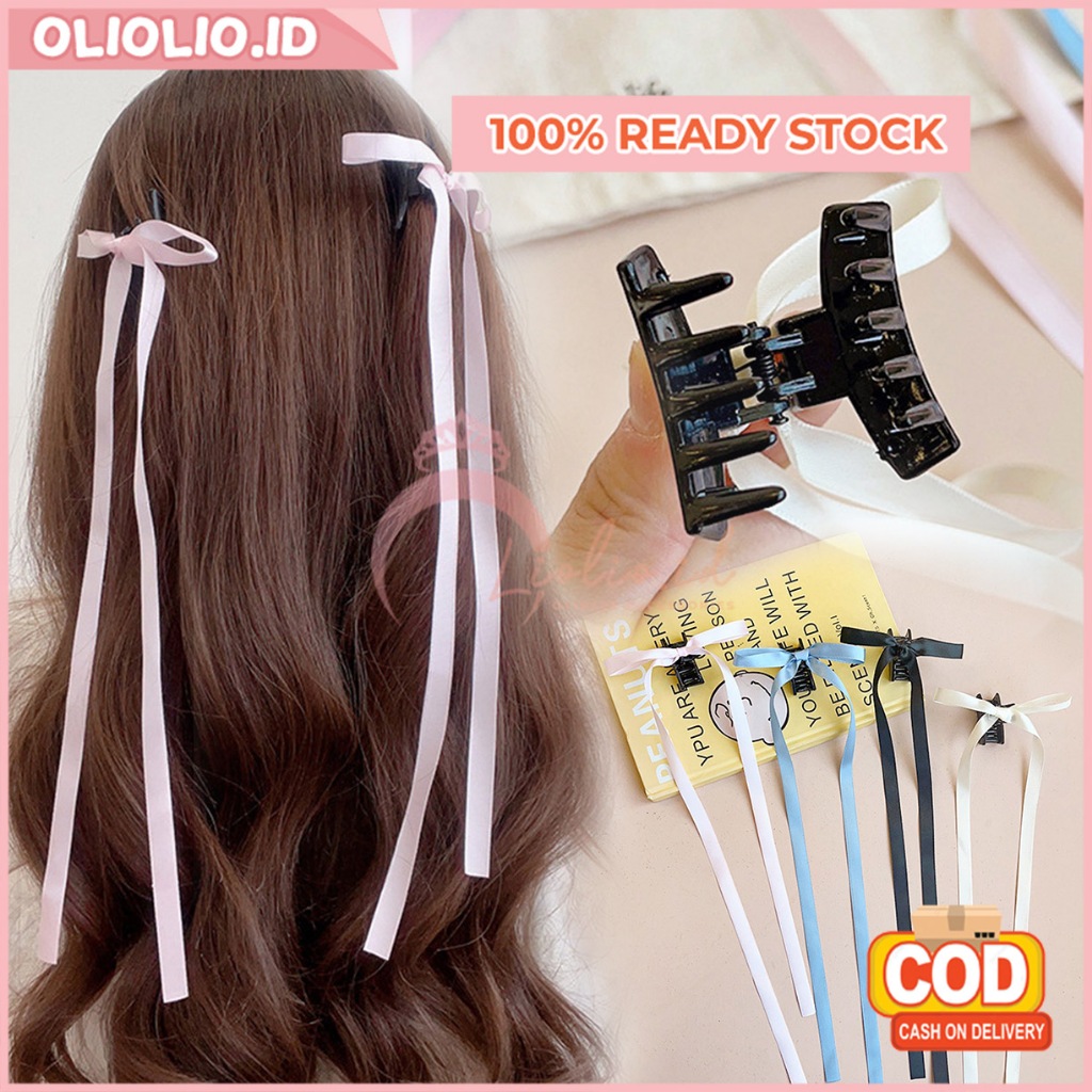 Jepit Rambut Wanita Korea Pita Panjang Twist Braid Satin Fashion Korea Aksesoris Rambut