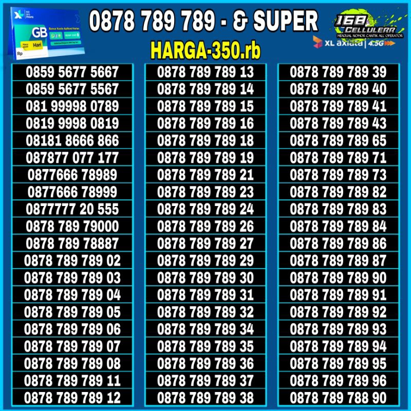 nomor cantik XL axiata panca 77777