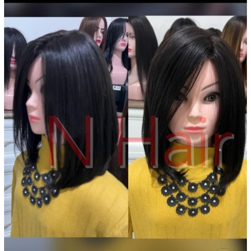 wig premium bob nungging (bob syahrini) 100% rambut asli belahan bebas