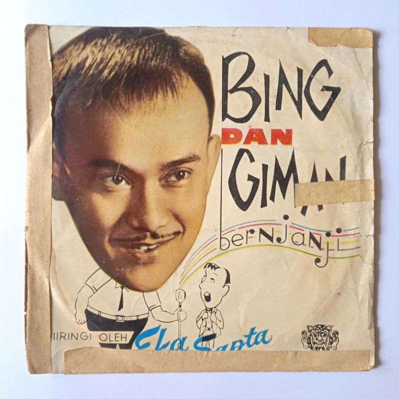 Antik Vinyl Indonesia 7" Bing Slamet - Bing Dan Giman Bernjanji Cover Utuh Langka