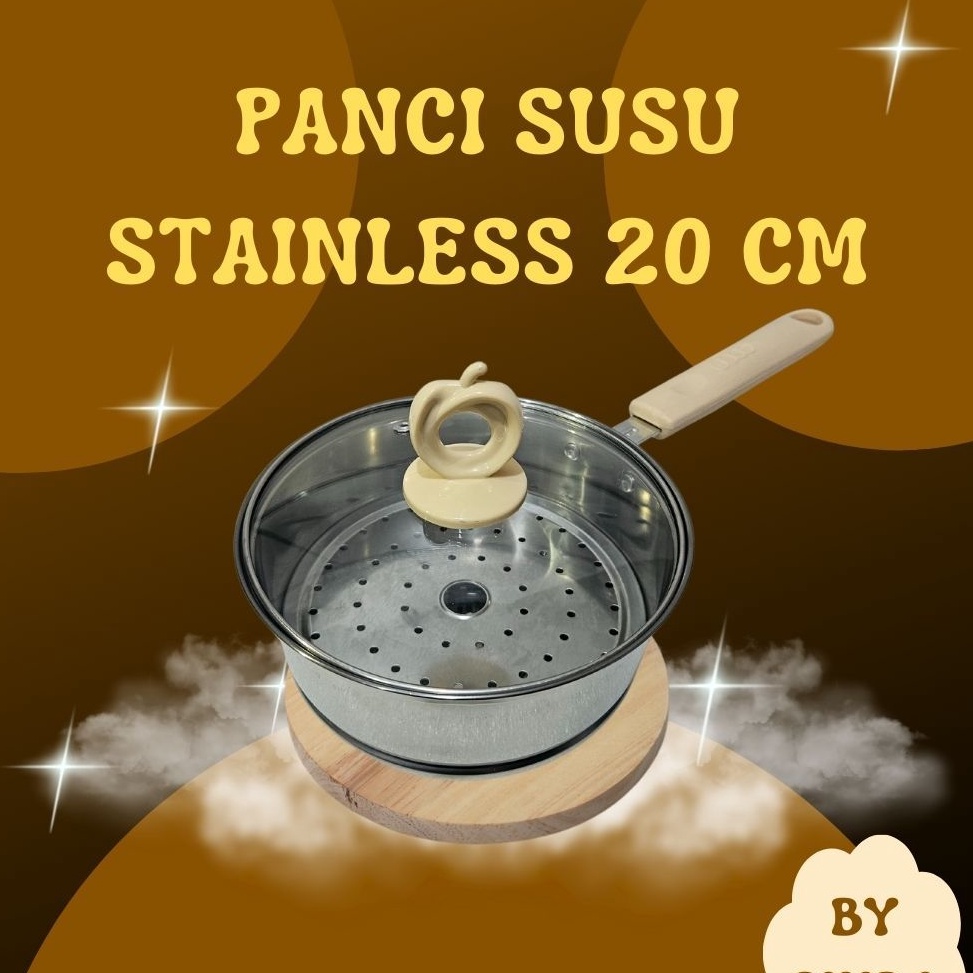 55NEW STOCK Panci  Panci  Kukusan  Panci Serbaguna  Panci Stainless 18cm Sinda  Panci Tutup Kaca  Mi