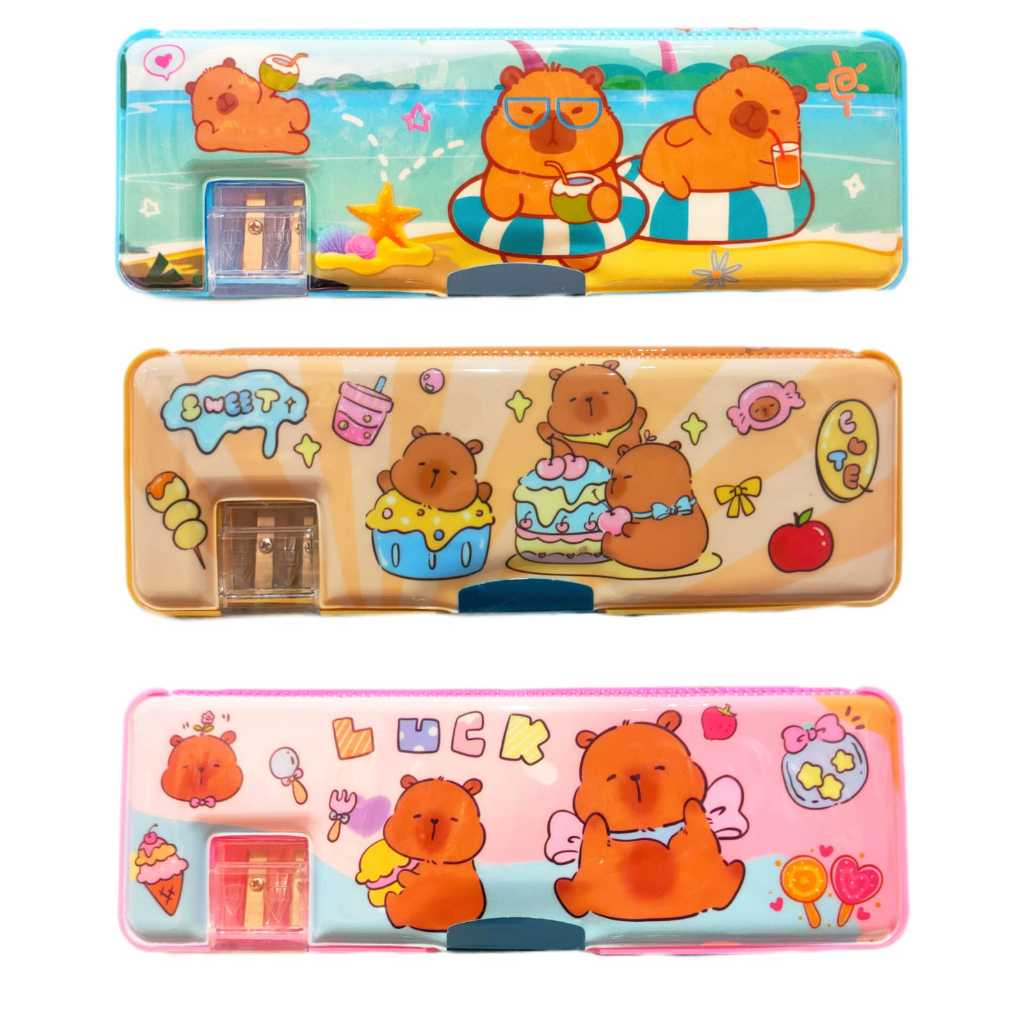 

V2_Kotak Pensil Tepak Magnet CAPIBARA DZ-669/Special Edition Super Cute Lucu / Tempat Pensil Magnet Favorit Fancy
