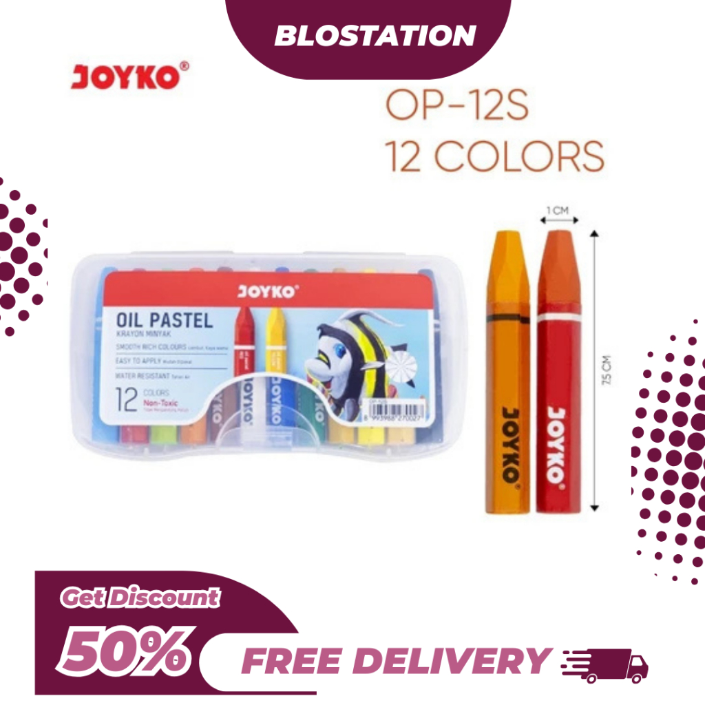 

BT.ID Joyko Titi Oil Pastel Crayon OP-12S PP / Krayon Minyak 12 Warna Murah Berkualitas