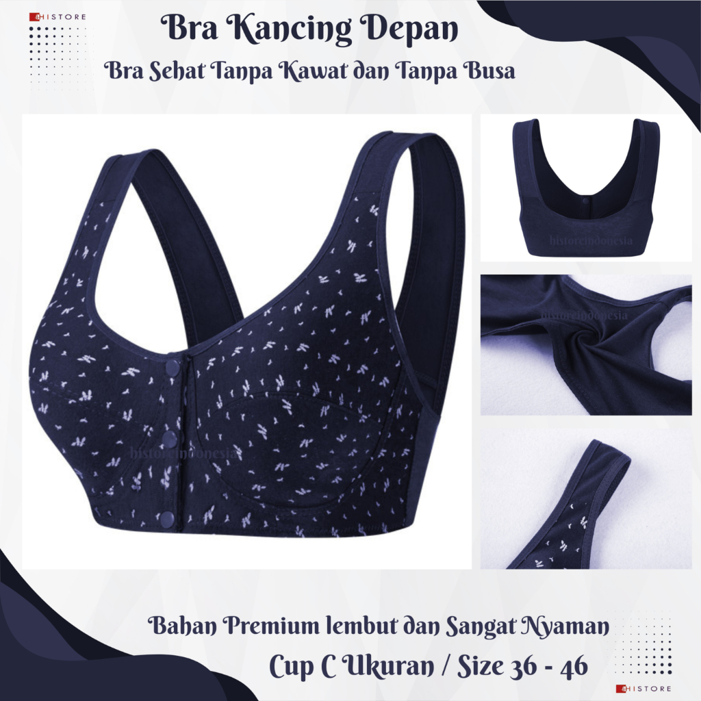Bra BH Wanita Push Up Kancing Buka Depan Tanpa Busa & Tanpa Kawat Lembut & Nyaman 2074