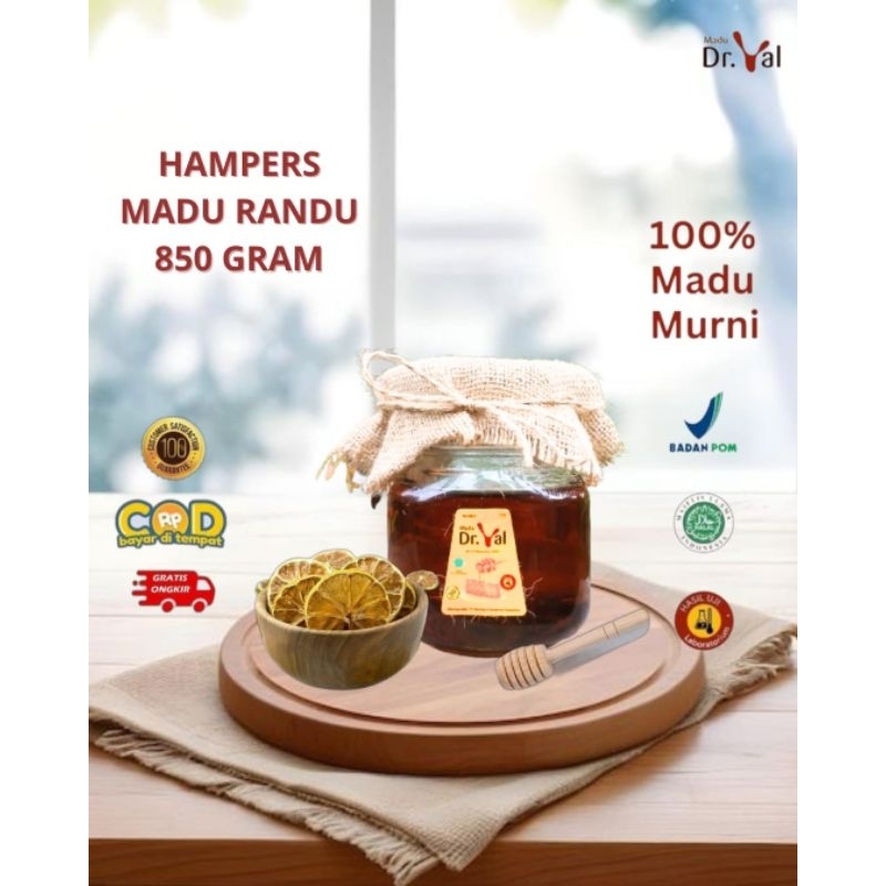 

PROMO SPESIAL HARI INI !!Hampers Manis!! Madu Randu Dr.Val 850 gram, 100 % madu murni + Bonus Lemon kering & sendok madu || Meningkatkan sistem reproduksi