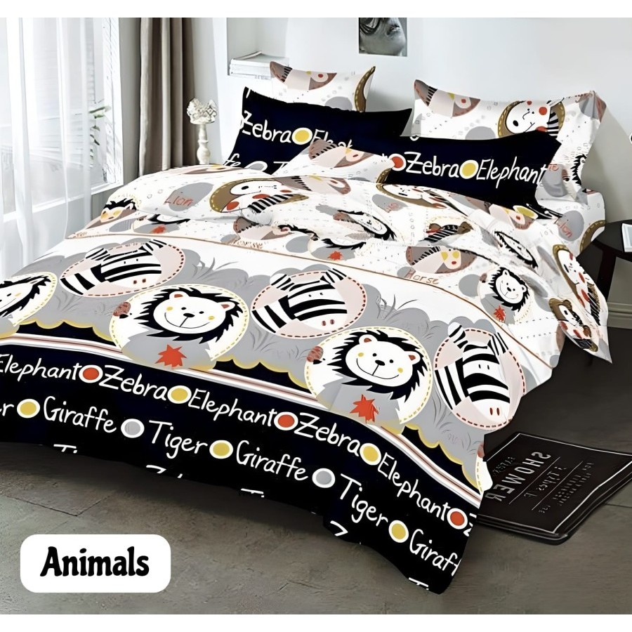 Bedcover Set Anak Bahan Microtex Halus Lembut Murah Motif Animals | Bed Cover Set Anak Cewek Cowok
