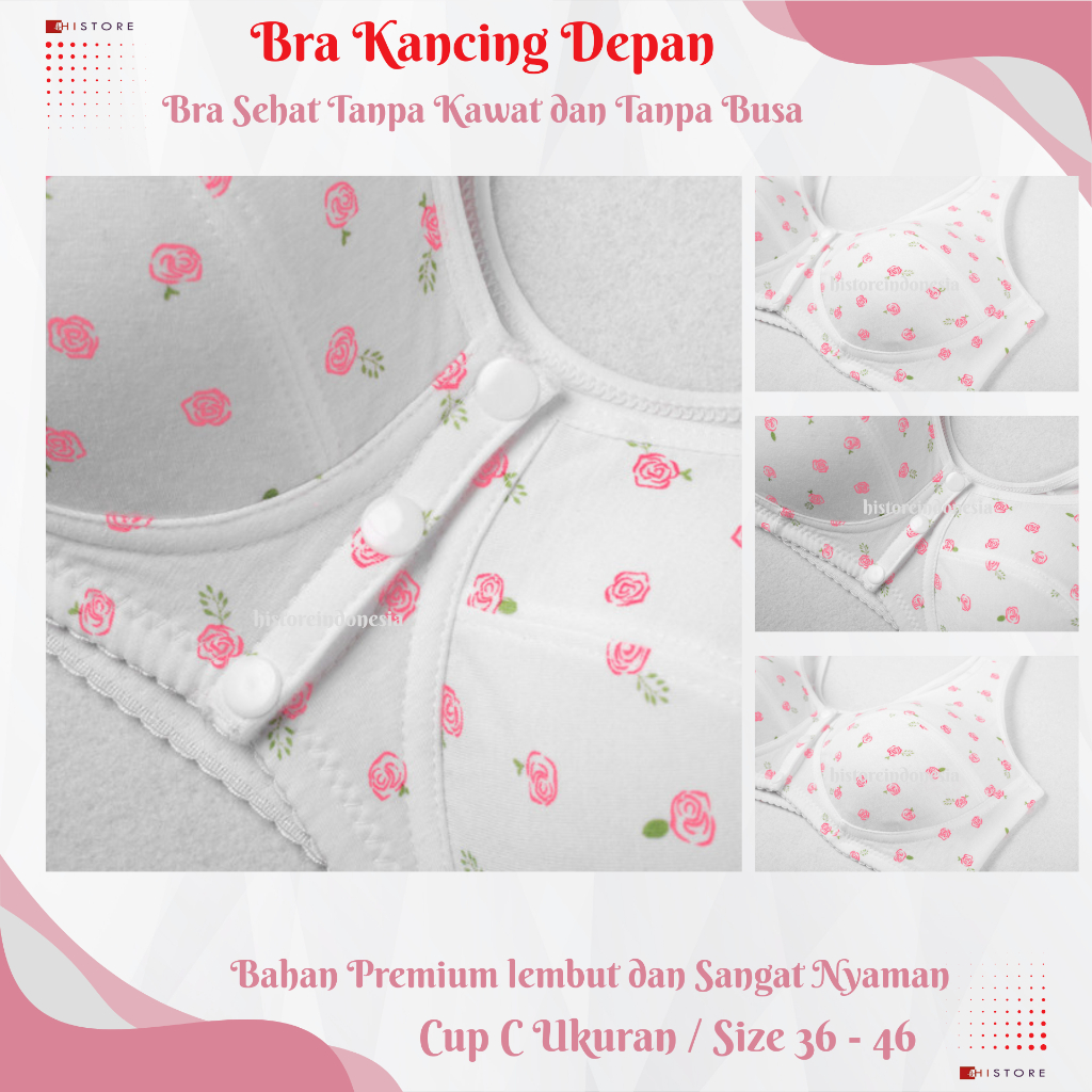Bra BH Wanita Push Up Kancing Buka Depan Tanpa Busa & Tanpa Kawat Lembut & Nyaman 3001