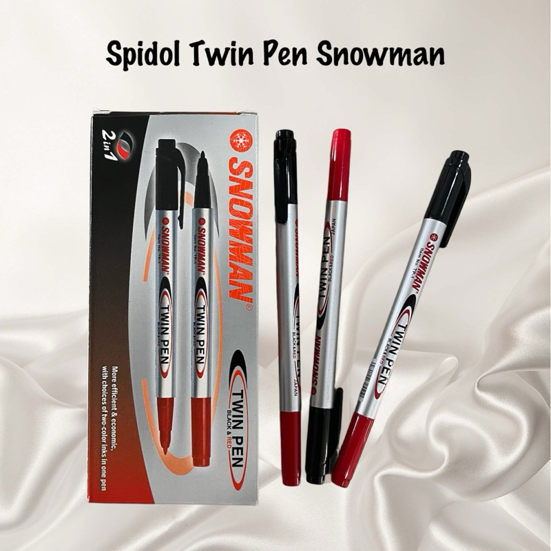 

[ATK] SPIDOL SNOWMAN TWIN PEN Hitam-Merah • Biru-Merah (1 pcs)